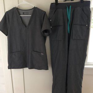 Figs Technical Collection scrub set sz S top  M pants EUC graphite